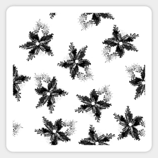 Black and white beaded floral print Sticker